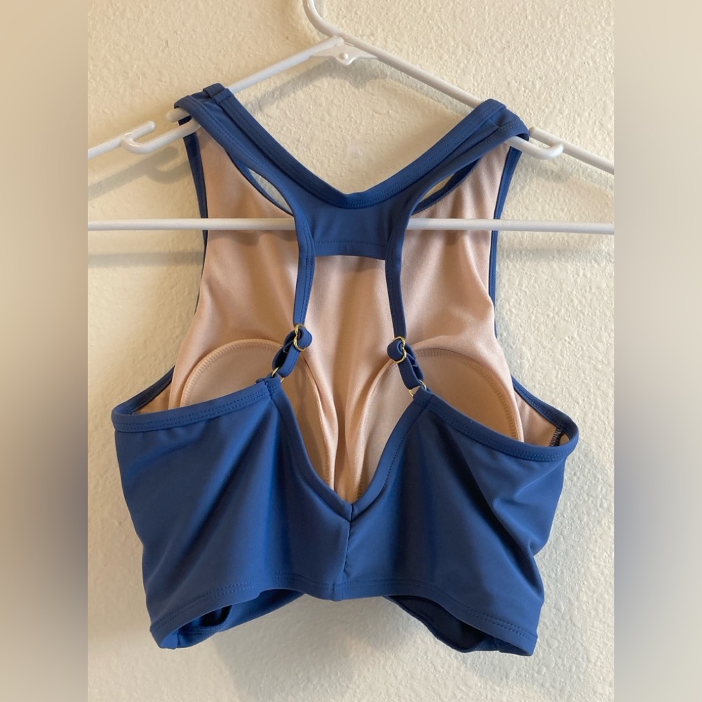 Kona Sol Blue Twist Front Swim Top - Picture 2 of 5